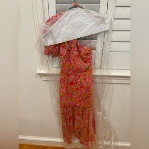 Astr Floral Pink One-Shoulder Dress